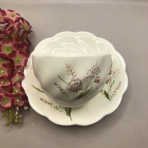 Royal Swansea Teacup & Saucer, Made in England, Bone China.  Widemouth.